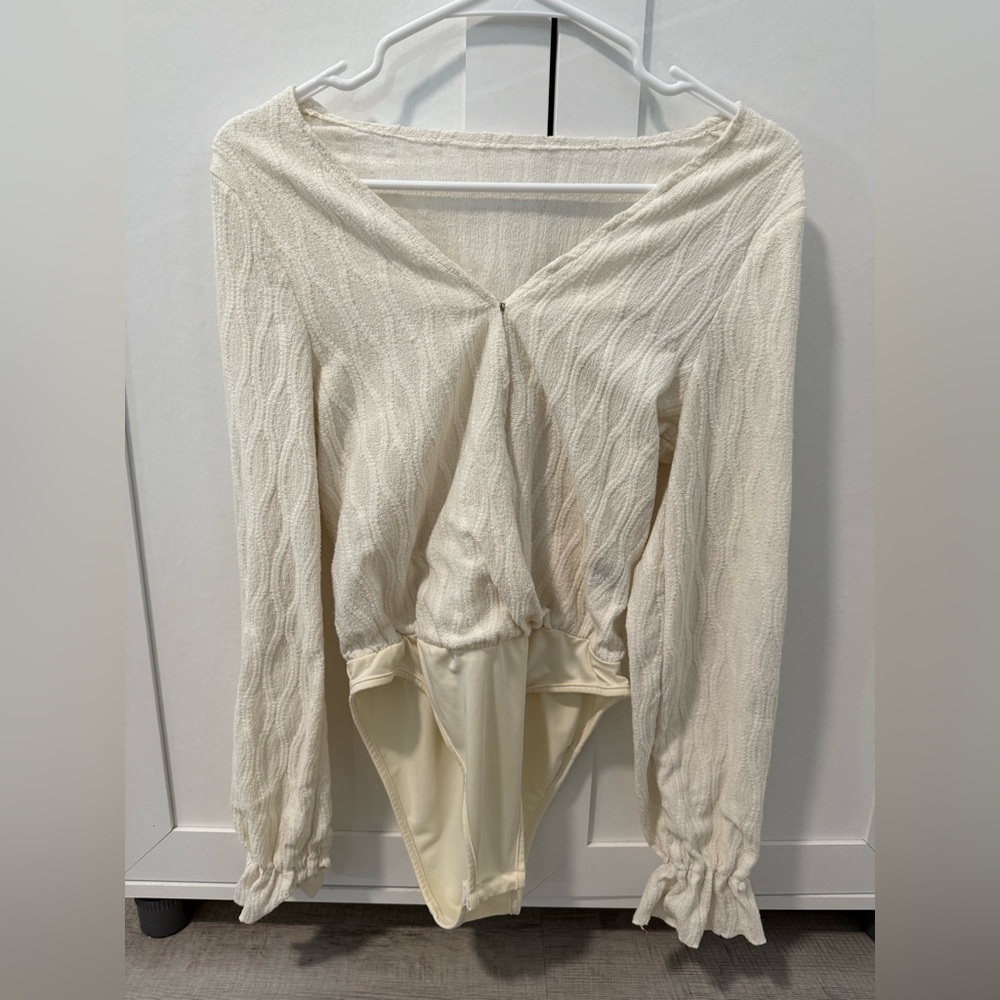 Forever 21 Cream Textured Bodysuit